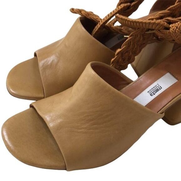 Miista London Sandals Womens Size 6 Ankle Wrap Camel Leather Heeled Adjustable - Picture 12 of 12